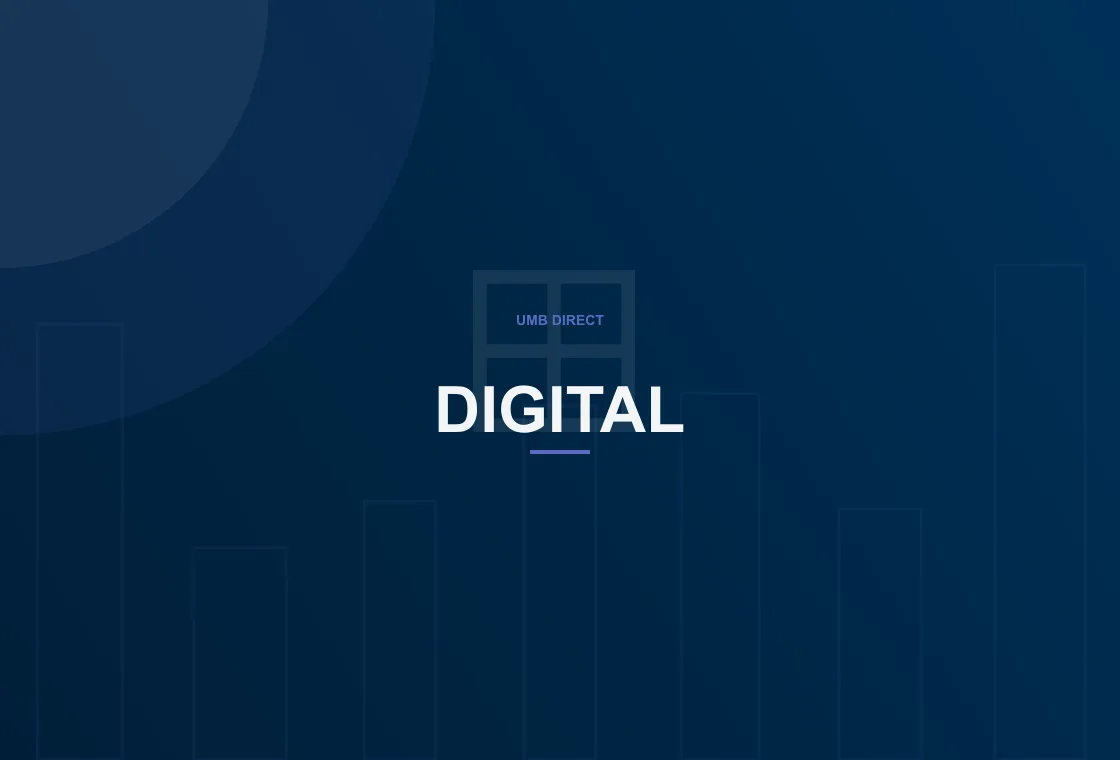 UMB Direct mobile app screen with account summary and recent activity